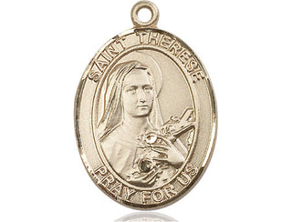 14kt Gold Saint Therese of Lisieux Medal Engraved Catholic Saint Jewelry