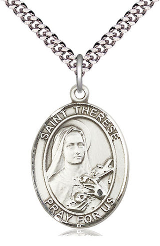 Pewter Saint Therese of Lisieux Medal Catholic Jewelry Engraved Catholic Saint Jewelry