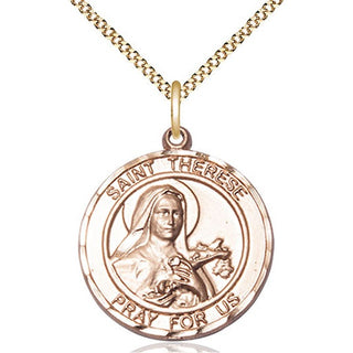 14kt Gold Filled Saint Therese of Lisieux Medal Catholic Jewelry Engraved Catholic Saint Jewelry