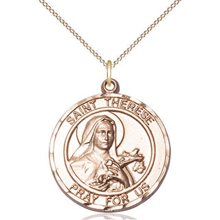 14kt Gold Filled Saint Therese of Lisieux Medal Catholic Jewelry Engraved Catholic Saint Jewelry