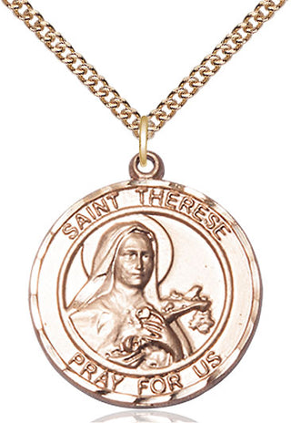 14kt Gold Filled Saint Therese of Lisieux Medal Catholic Jewelry Engraved Catholic Saint Jewelry