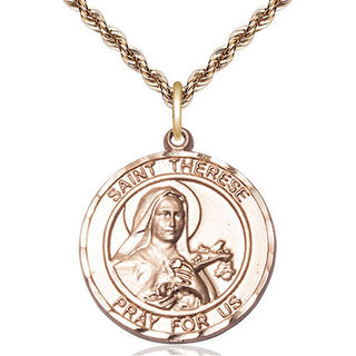 14kt Gold Filled Saint Therese of Lisieux Medal Catholic Jewelry Engraved Catholic Saint Jewelry