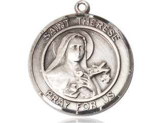 Sterling Silver Saint Therese of Lisieux Medal Catholic Jewelry Engraved Catholic Saint Jewelry