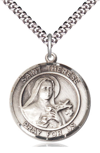 Sterling Silver Saint Therese of Lisieux Medal Catholic Jewelry Engraved Catholic Saint Jewelry