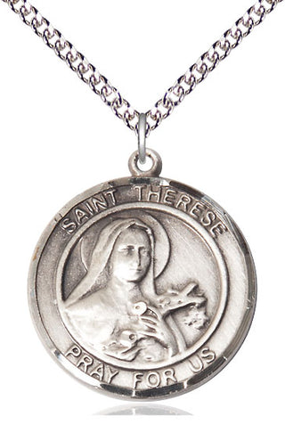 Sterling Silver Saint Therese of Lisieux Medal Catholic Jewelry Engraved Catholic Saint Jewelry