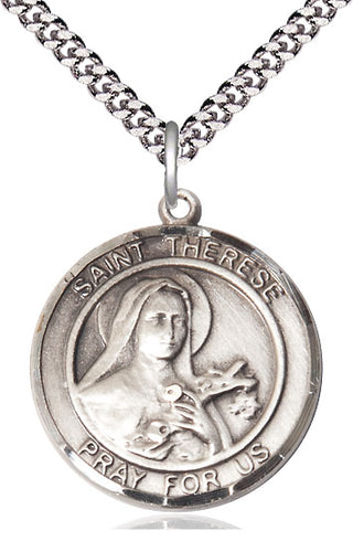 Sterling Silver Saint Therese of Lisieux Medal Catholic Jewelry Engraved Catholic Saint Jewelry