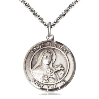 Sterling Silver Saint Therese of Lisieux Medal Catholic Jewelry Engraved Catholic Saint Jewelry