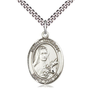 Sterling Silver Saint Therese of Lisieux Medal Catholic Jewelry Engraved Catholic Saint Jewelry