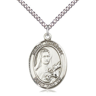 Sterling Silver Saint Therese of Lisieux Medal Catholic Jewelry Engraved Catholic Saint Jewelry