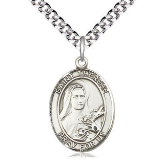 Sterling Silver Saint Therese of Lisieux Medal Catholic Jewelry Engraved Catholic Saint Jewelry