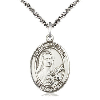 Sterling Silver Saint Therese of Lisieux Medal Catholic Jewelry Engraved Catholic Saint Jewelry