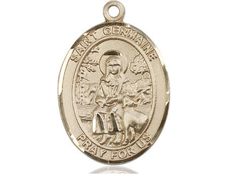 14kt Gold Filled Saint Germaine Cousin Medal Engraved Catholic Saint Jewelry