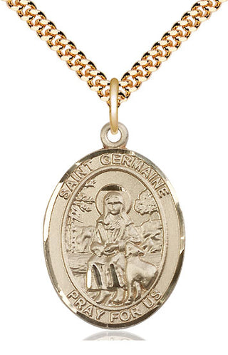 14kt Gold Filled Saint Germaine Cousin Medal Catholic Jewelry Engraved Catholic Saint Jewelry