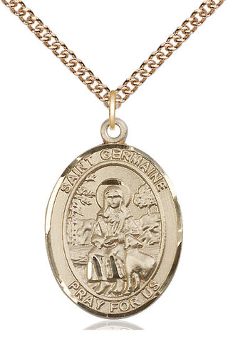 14kt Gold Filled Saint Germaine Cousin Medal Catholic Jewelry Engraved Catholic Saint Jewelry
