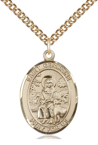 14kt Gold Filled Saint Germaine Cousin Medal Catholic Jewelry Engraved Catholic Saint Jewelry