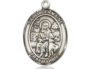 Pewter Saint Germaine Cousin Medal Engraved Catholic Saint Jewelry