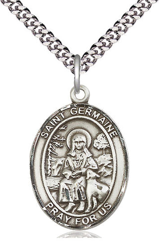 Pewter Saint Germaine Cousin Medal Catholic Jewelry Engraved Catholic Saint Jewelry