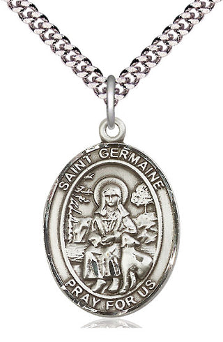 Sterling Silver Saint Germaine Cousin Medal Catholic Jewelry Engraved Catholic Saint Jewelry