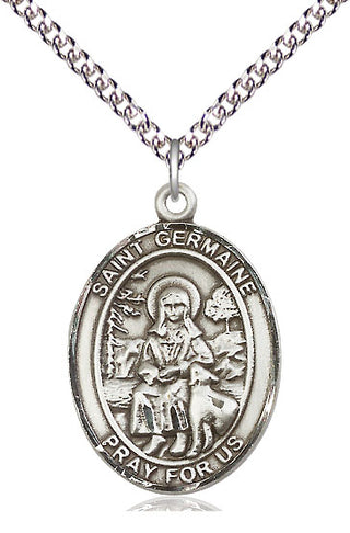 Sterling Silver Saint Germaine Cousin Medal Catholic Jewelry Engraved Catholic Saint Jewelry