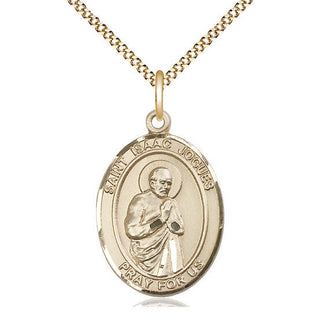 14kt Gold Filled Saint Isaac Jogues Medal Catholic Jewelry Engraved Catholic Saint Jewelry
