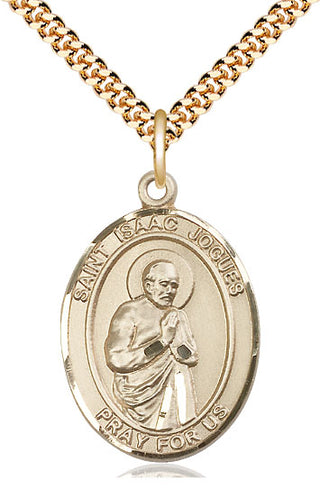 14kt Gold Filled Saint Isaac Jogues Medal Catholic Jewelry Engraved Catholic Saint Jewelry