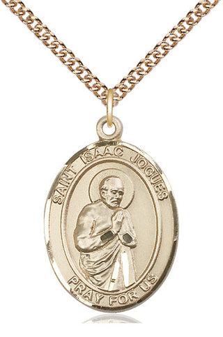 14kt Gold Filled Saint Isaac Jogues Medal Catholic Jewelry Engraved Catholic Saint Jewelry
