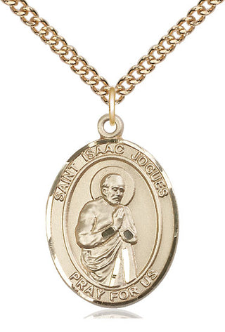 14kt Gold Filled Saint Isaac Jogues Medal Catholic Jewelry Engraved Catholic Saint Jewelry