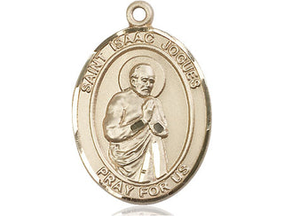 14kt Gold Saint Isaac Jogues Medal Engraved Catholic Saint Jewelry
