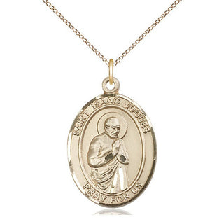 14kt Gold Saint Isaac Jogues Medal Engraved Catholic Saint Jewelry
