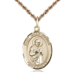 14kt Gold Saint Isaac Jogues Medal Engraved Catholic Saint Jewelry
