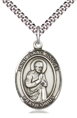 Pewter Saint Isaac Jogues Medal Catholic Jewelry Engraved Catholic Saint Jewelry