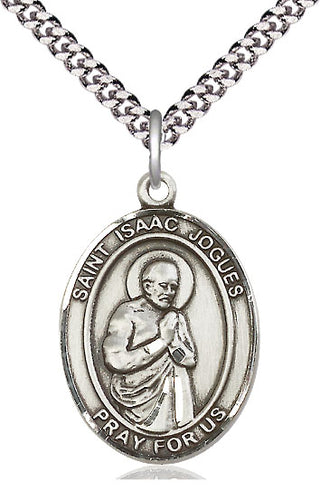 Pewter Saint Isaac Jogues Medal Catholic Jewelry Engraved Catholic Saint Jewelry