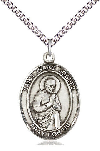 Sterling Silver Saint Isaac Jogues Medal Catholic Jewelry Engraved Catholic Saint Jewelry
