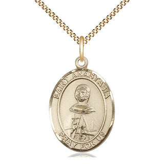 14kt Gold Filled Saint Anastasia Medal Catholic Jewelry Engraved Catholic Saint Jewelry