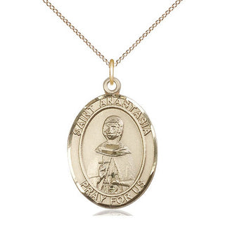 14kt Gold Filled Saint Anastasia Medal Catholic Jewelry Engraved Catholic Saint Jewelry