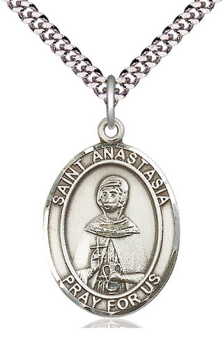 Pewter Saint Anastasia Medal Catholic Jewelry Engraved Catholic Saint Jewelry