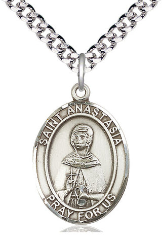 Sterling Silver Saint Anastasia Medal Catholic Jewelry Engraved Catholic Saint Jewelry