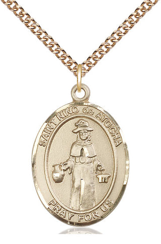 14kt Gold Filled Nino de Atocha Medal Catholic Jewelry Engraved Catholic Saint Jewelry