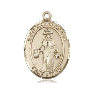 14kt Gold Nino de Atocha Medal Engraved Catholic Saint Jewelry