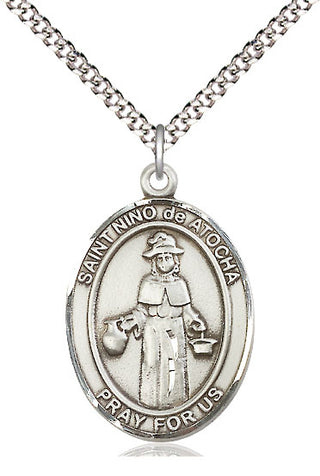 Pewter Nino de Atocha Medal Catholic Jewelry Engraved Catholic Saint Jewelry