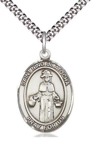 Pewter Nino de Atocha Medal Catholic Jewelry Engraved Catholic Saint Jewelry