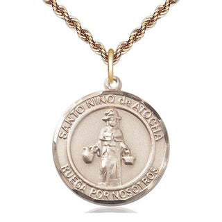 14kt Gold Filled Nino de Atocha Medal Catholic Jewelry Engraved Catholic Saint Jewelry