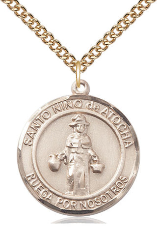 14kt Gold Nino de Atocha Medal Engraved Catholic Saint Jewelry
