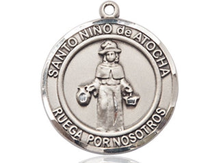Pewter Nino de Atocha Medal Engraved Catholic Saint Jewelry