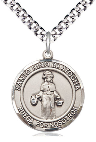 Pewter Nino de Atocha Medal Catholic Jewelry Engraved Catholic Saint Jewelry