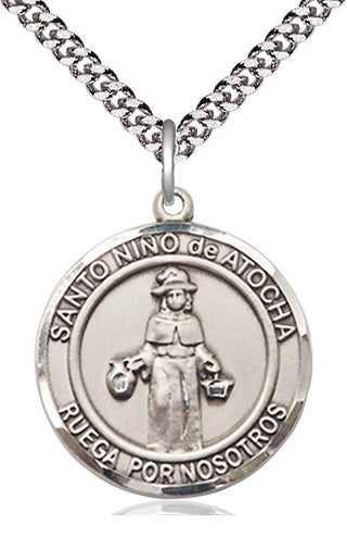 Pewter Nino de Atocha Medal Catholic Jewelry Engraved Catholic Saint Jewelry