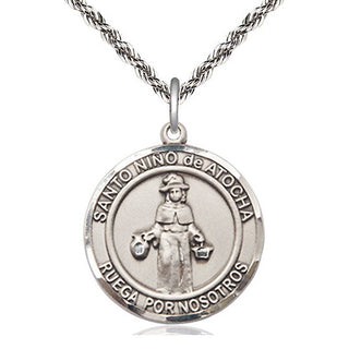 Sterling Silver Nino de Atocha Medal Catholic Jewelry Engraved Catholic Saint Jewelry