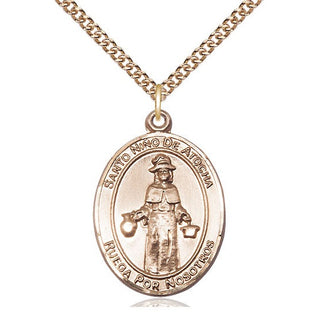 14kt Gold Filled Nino de Atocha Medal Catholic Jewelry Engraved Catholic Saint Jewelry