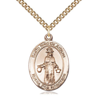 14kt Gold Filled Nino de Atocha Medal Catholic Jewelry Engraved Catholic Saint Jewelry