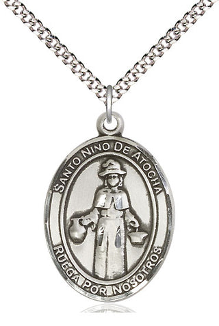 Pewter Nino de Atocha Medal Catholic Jewelry Engraved Catholic Saint Jewelry